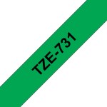 Brother TZe-731 Labeltape 12mm - Zwart op groen