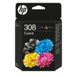 HP 308 originele 2-pack combo zwarte/driekleureninktcartridges